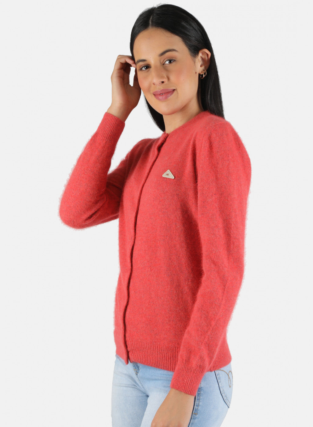 Women Red Solid Cardigan