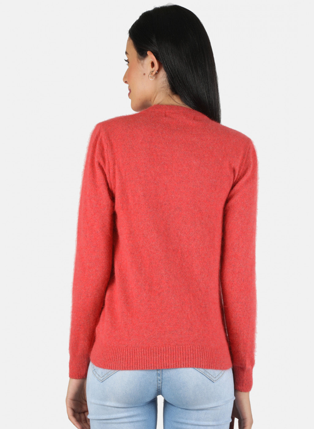 Women Red Solid Cardigan