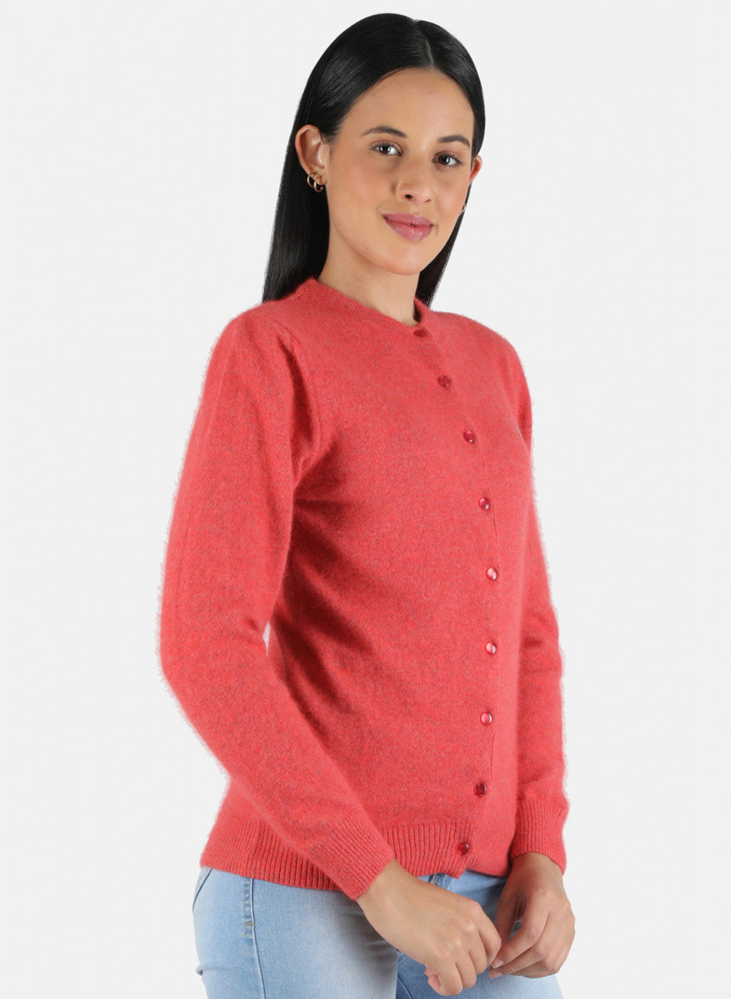 Women Red Solid Cardigan