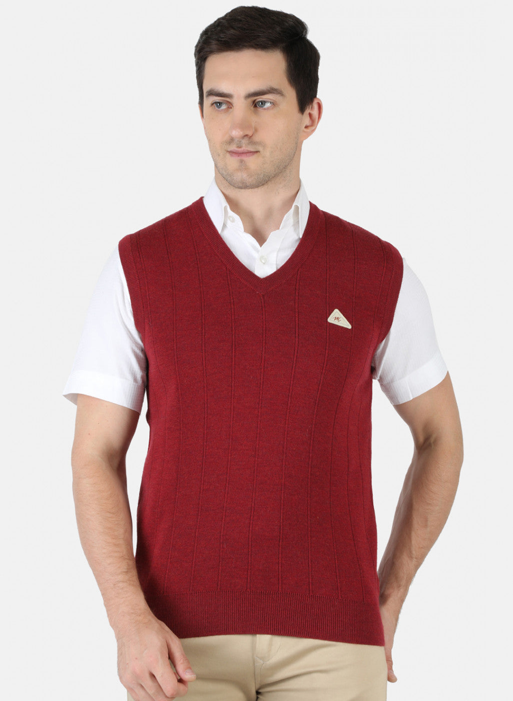 Men Maroon Solid Sweater