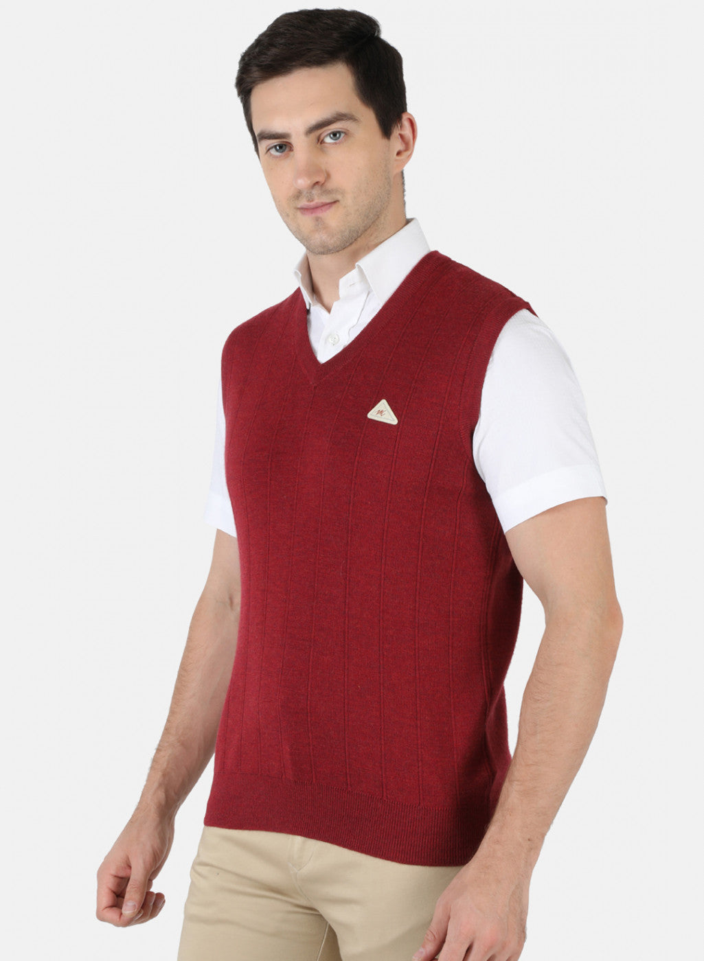 Men Maroon Solid Sweater