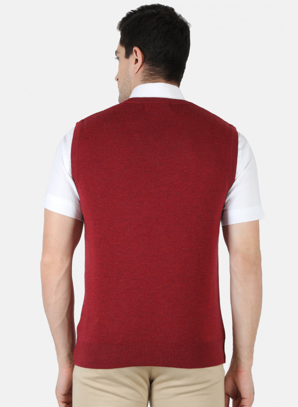 Men Maroon Solid Sweater