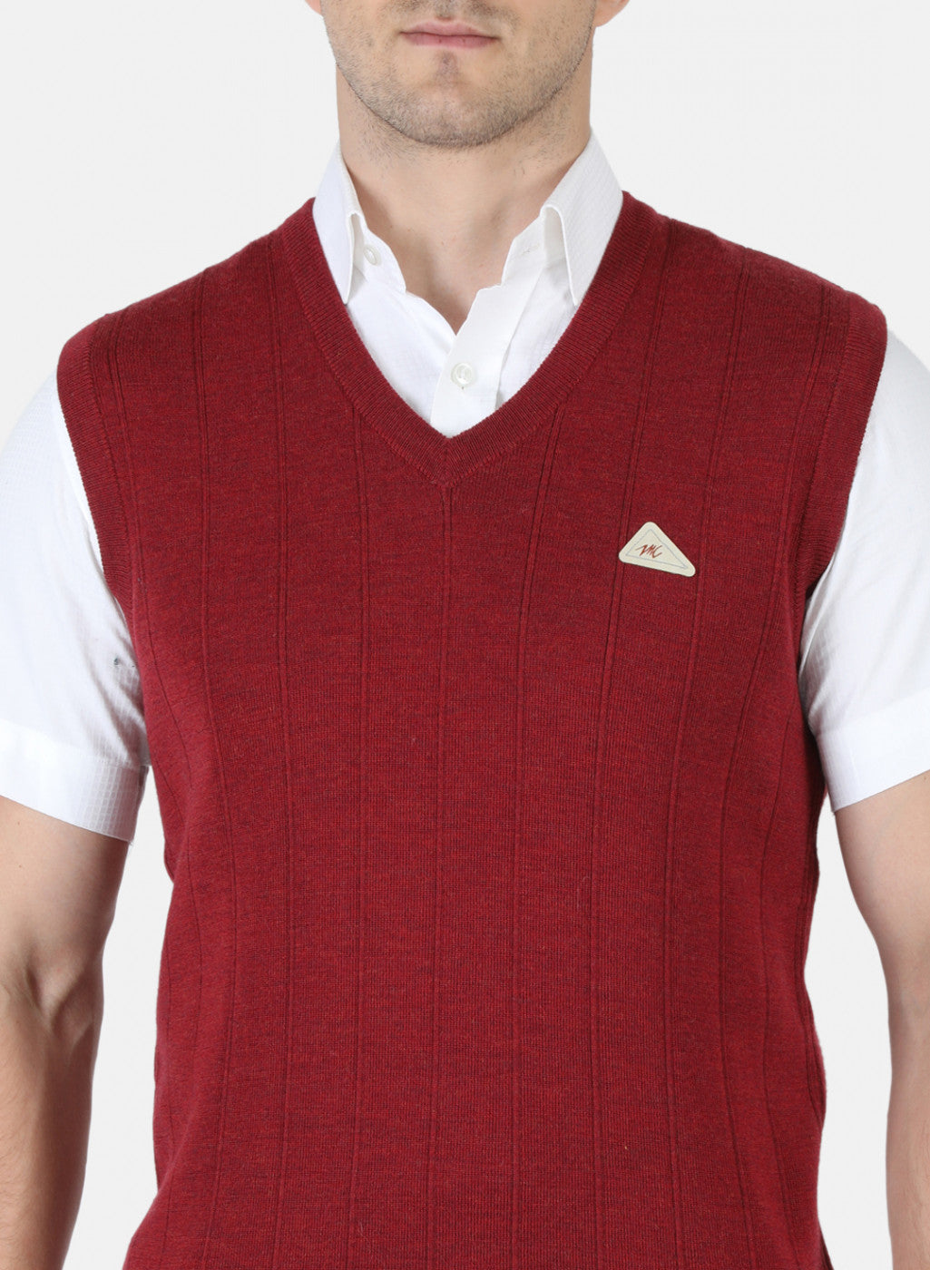 Men Maroon Solid Sweater