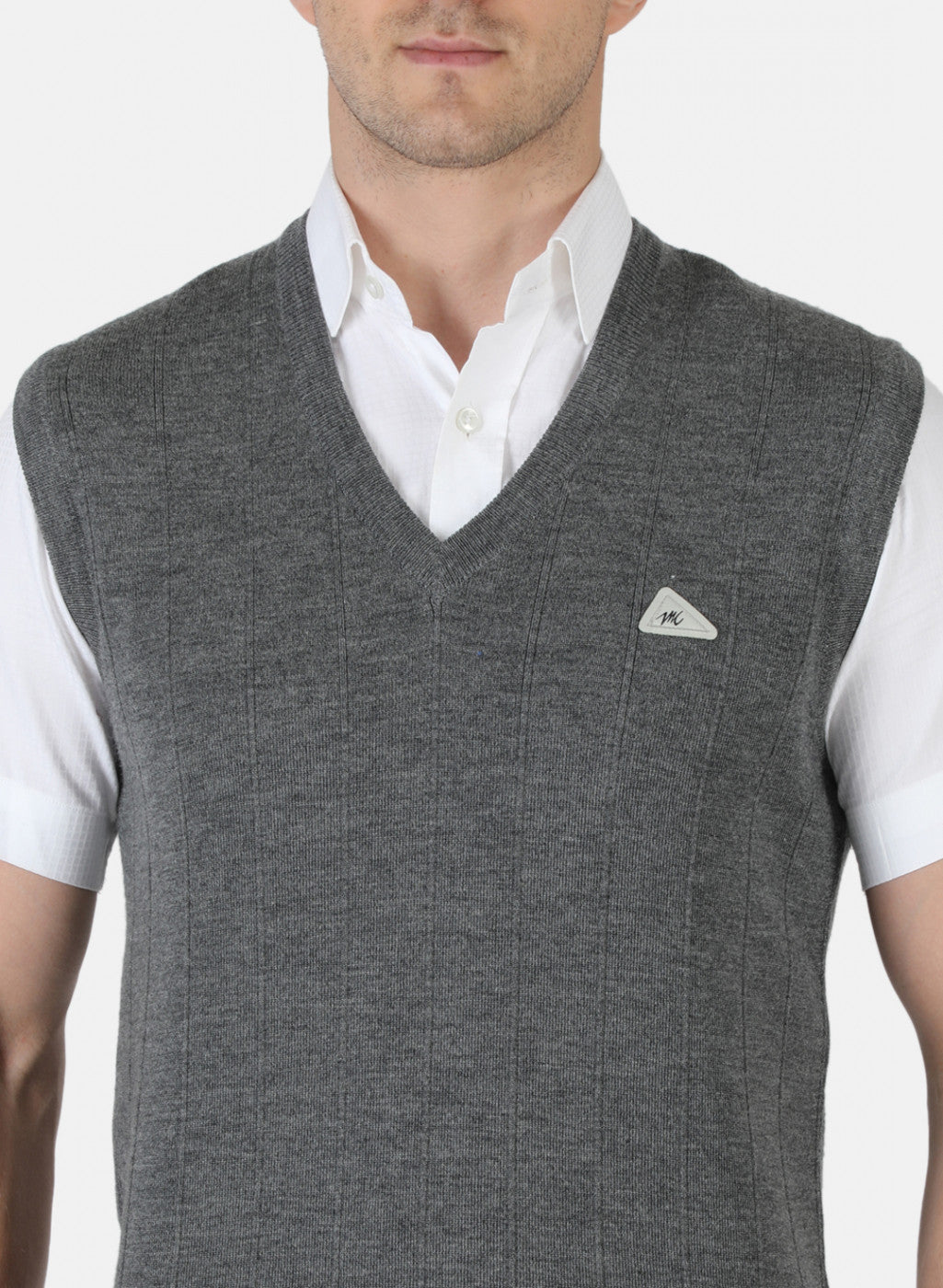 Men Grey Solid Sweater