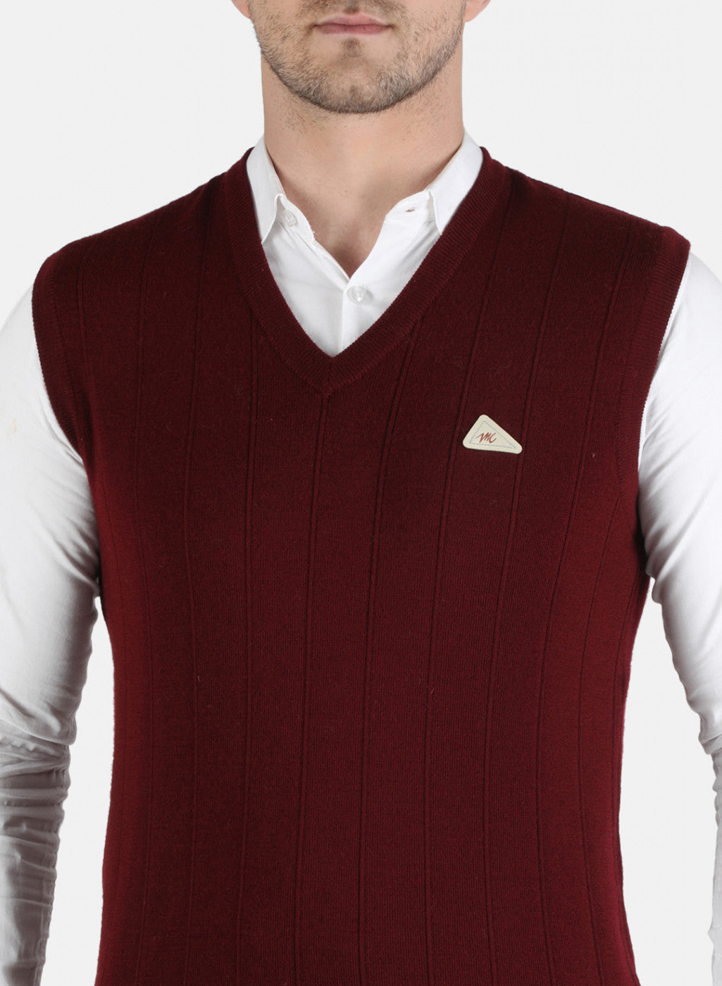 Men Maroon Solid Sweater