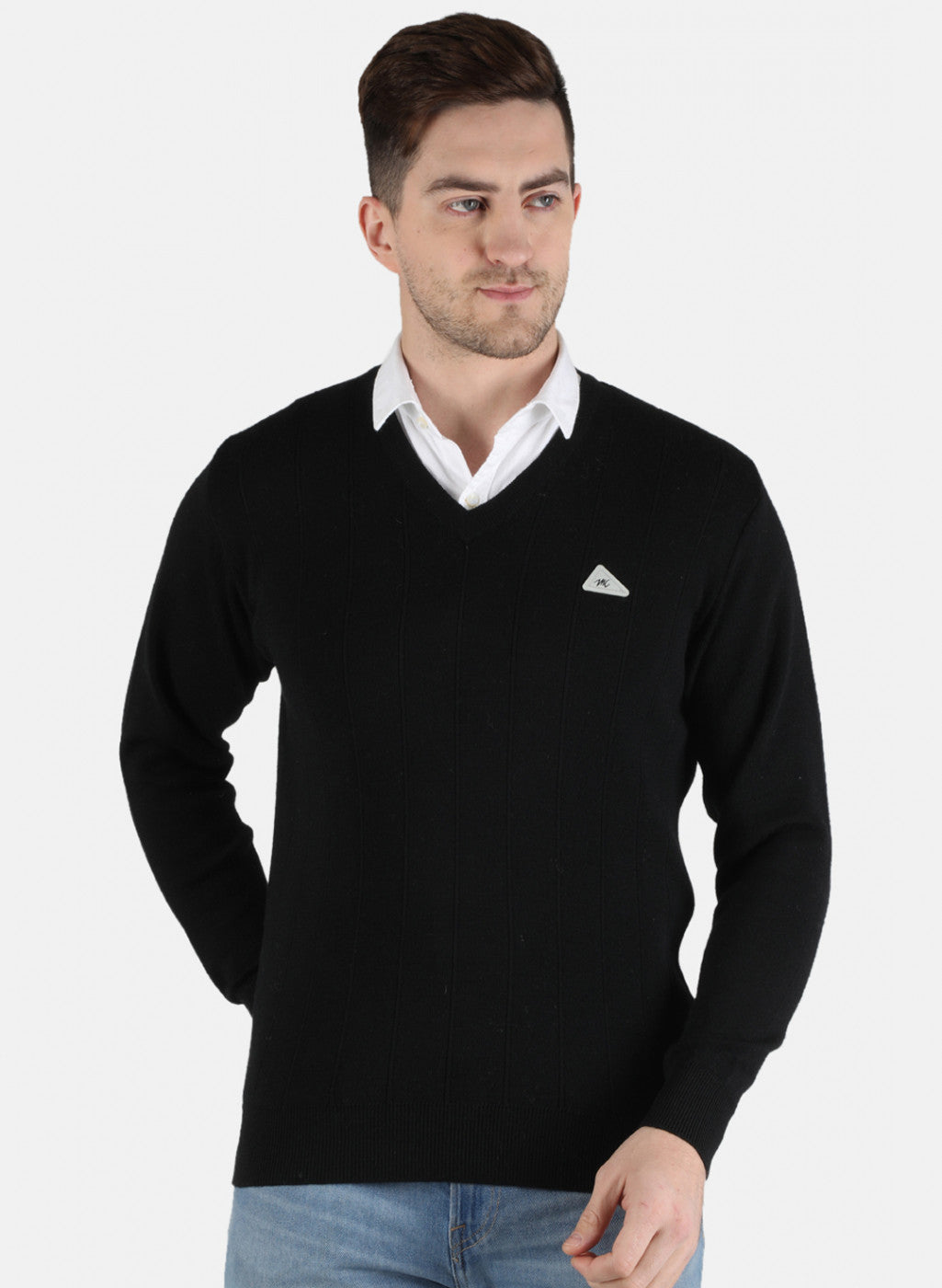 Men Black Solid Pullover