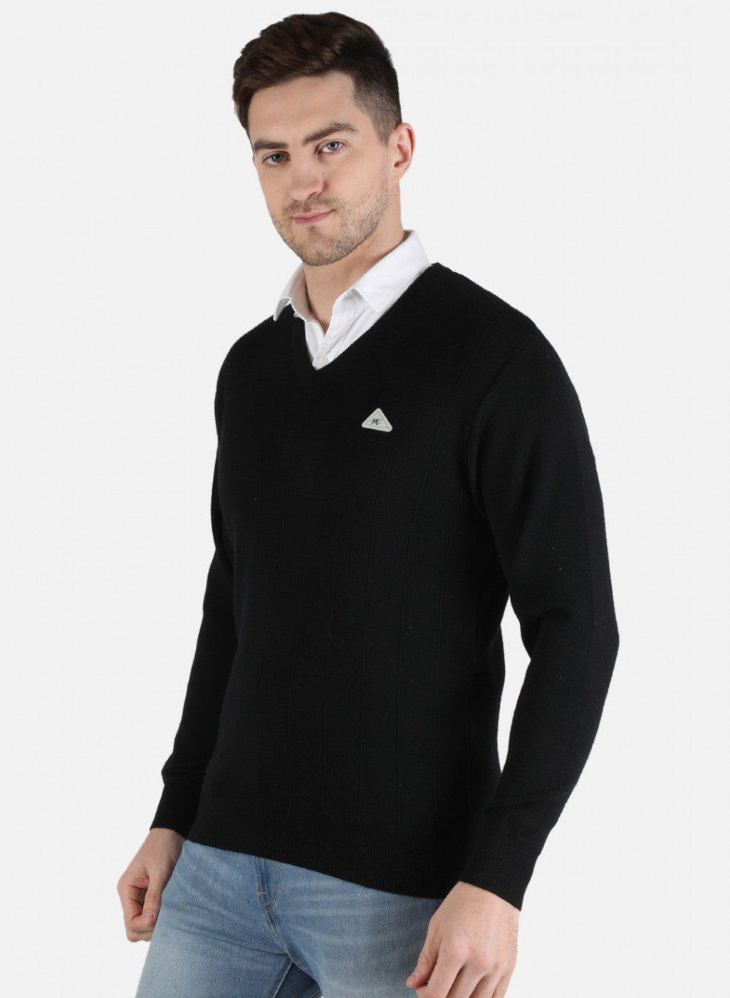 Men Black Solid Pullover