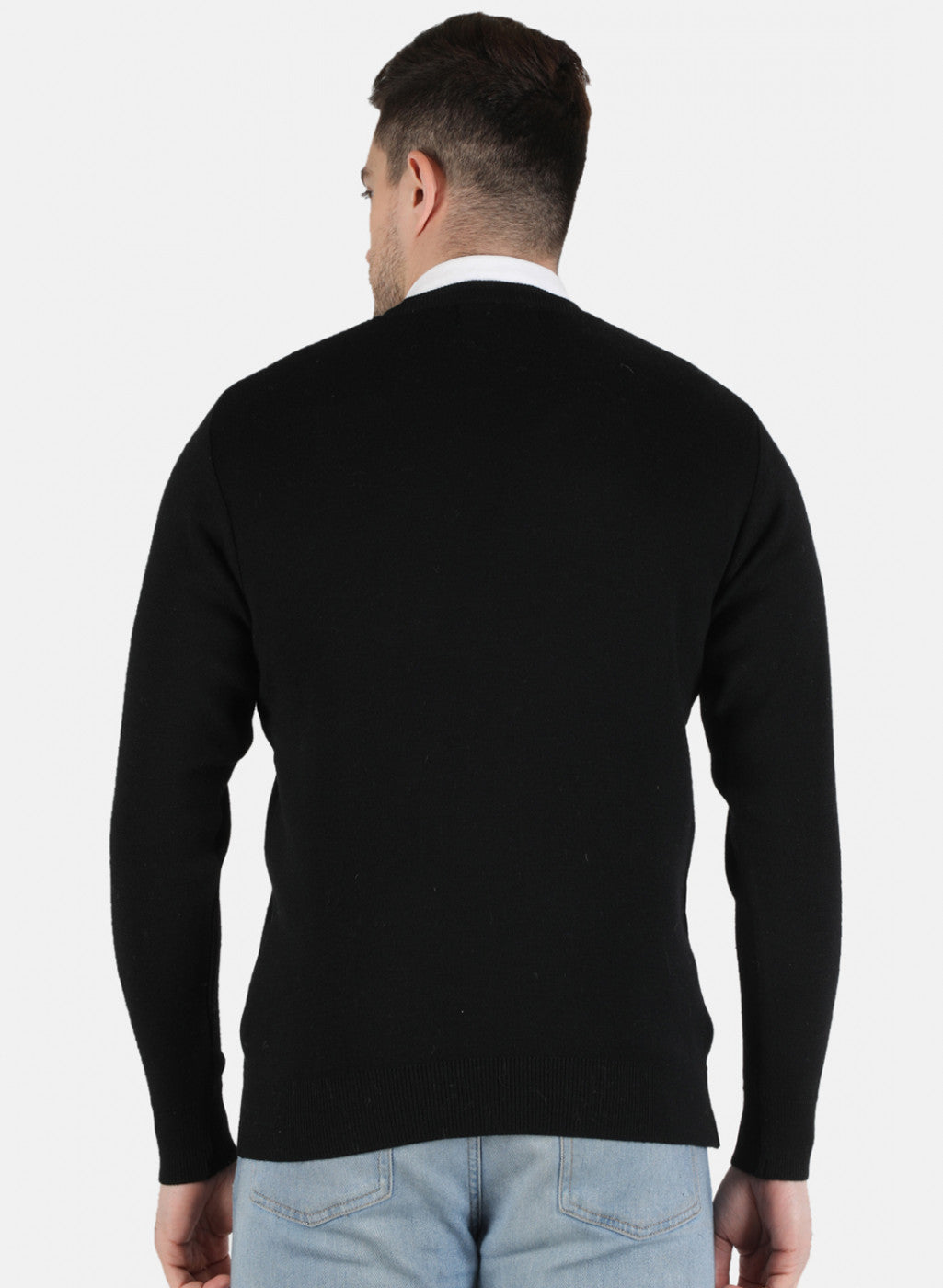 Men Black Solid Pullover