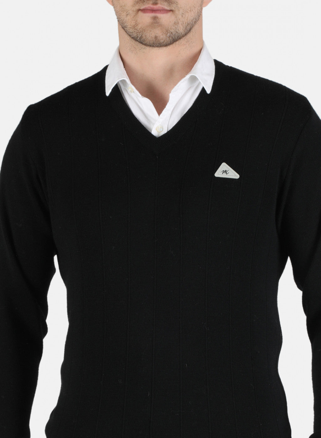 Men Black Solid Pullover