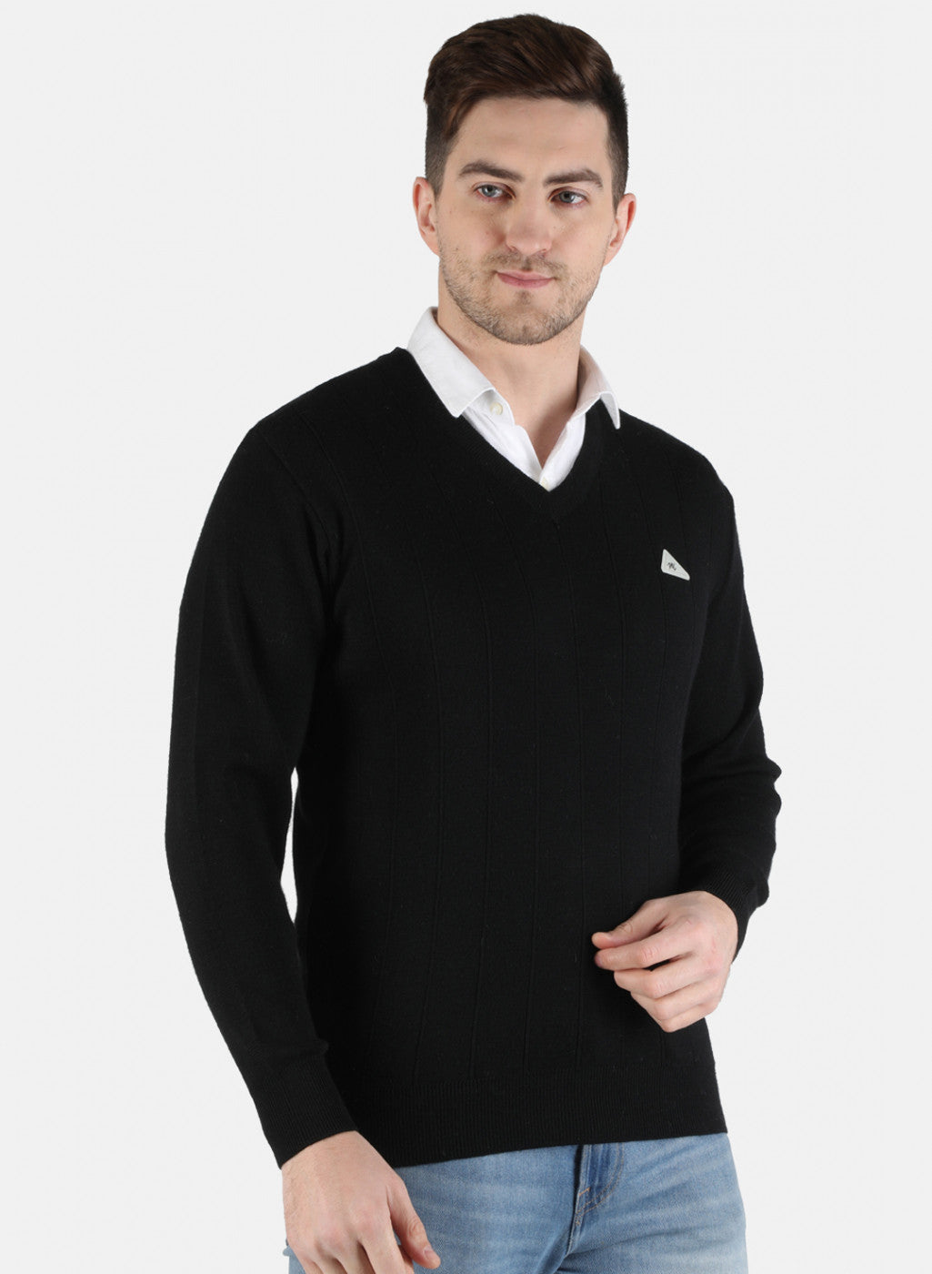 Men Black Solid Pullover