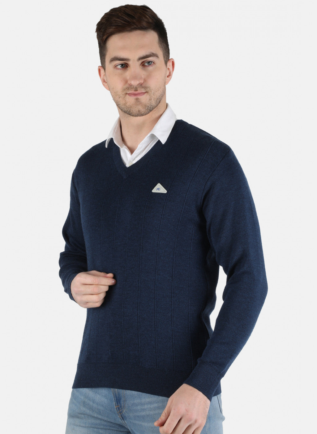 Men Blue Solid Pullover