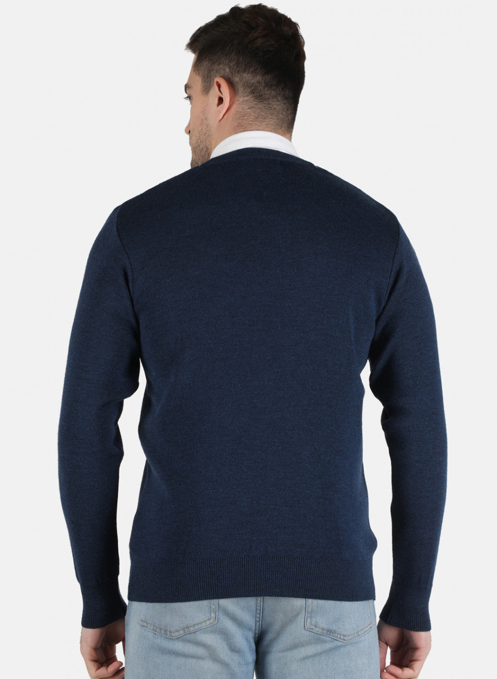 Men Blue Solid Pullover