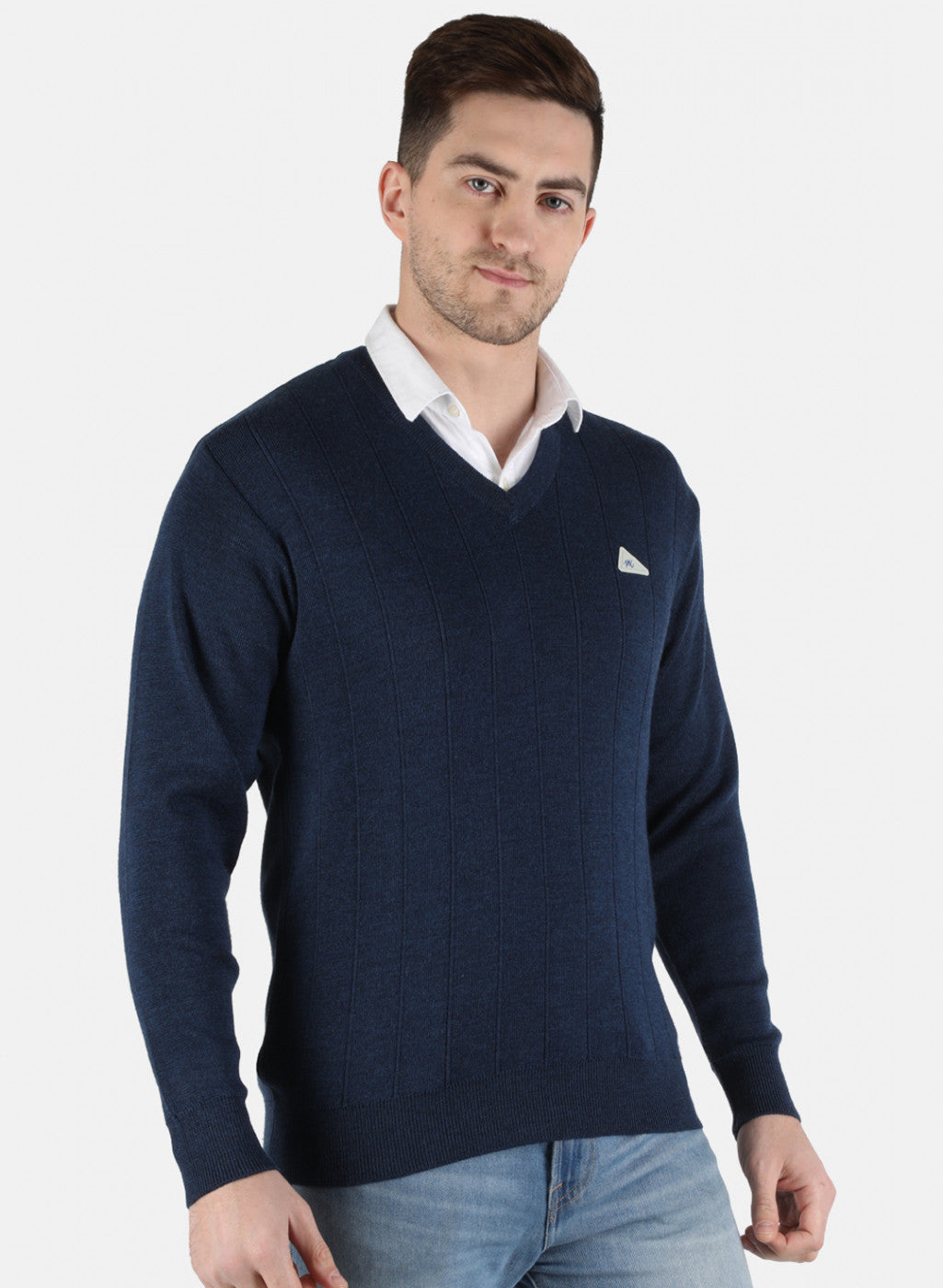 Men Blue Solid Pullover