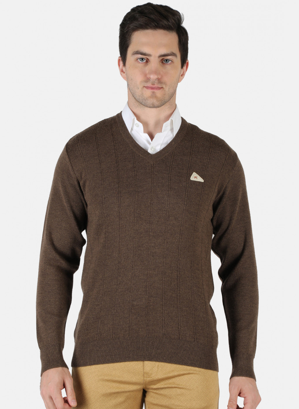 Men Brown Solid Pullover