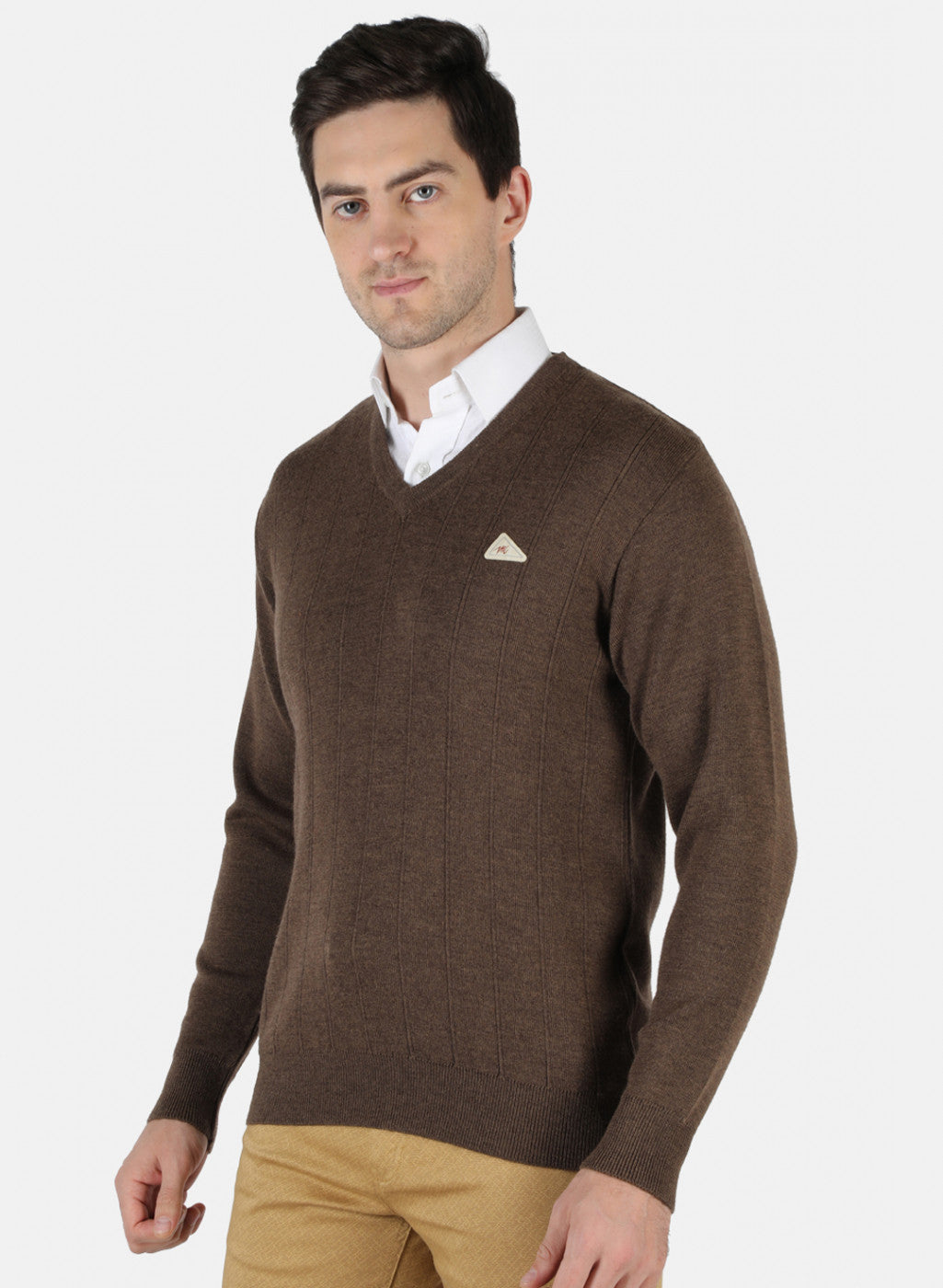 Men Brown Solid Pullover