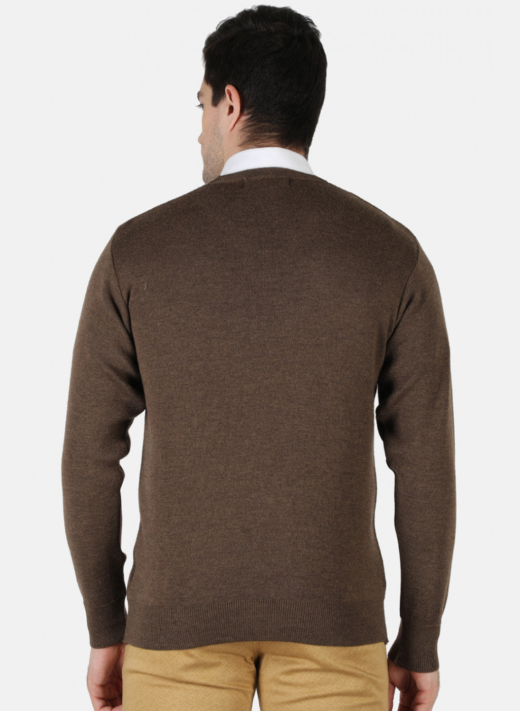 Men Brown Solid Pullover