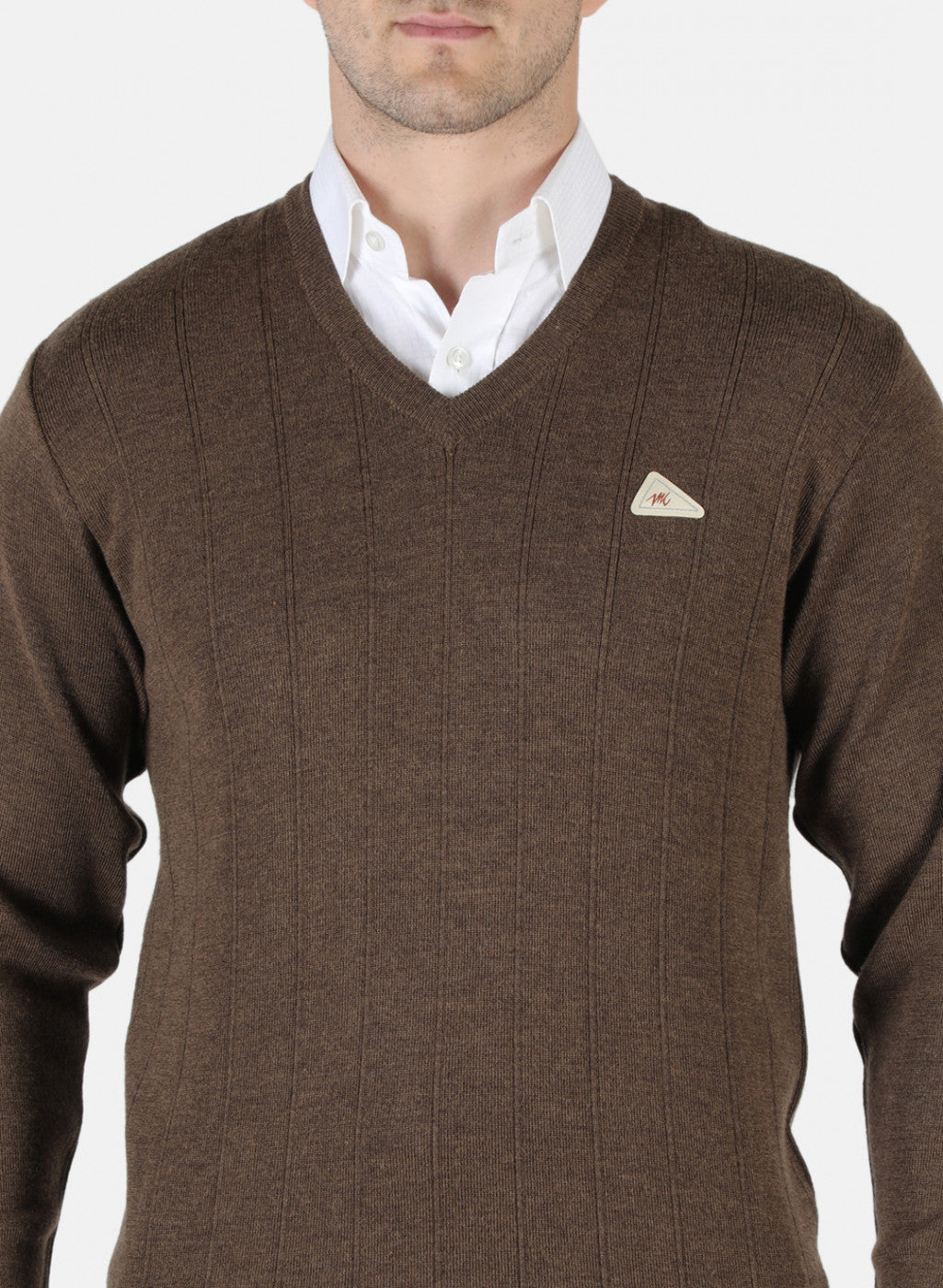 Men Brown Solid Pullover