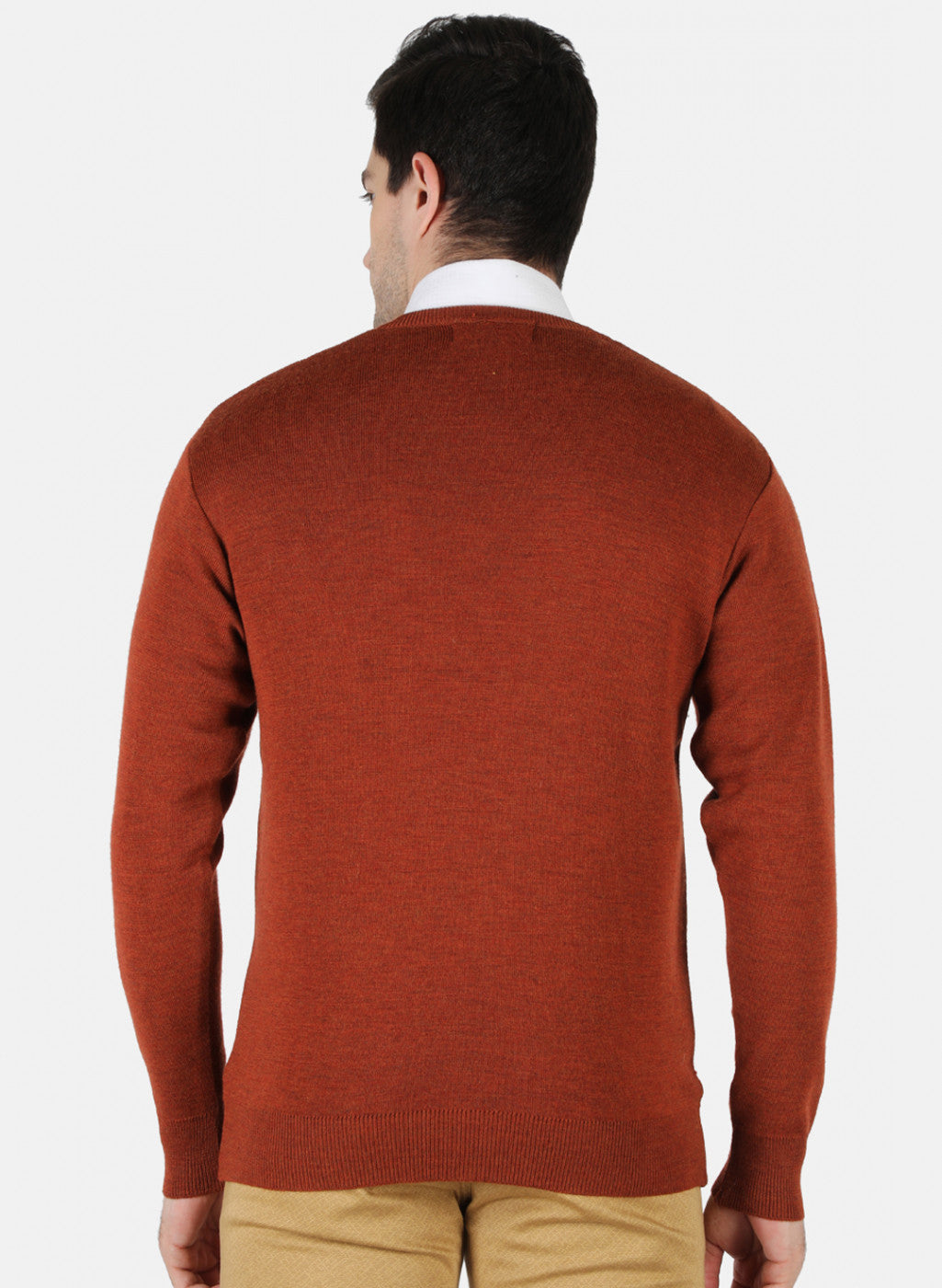 Men Orange Solid Pullover