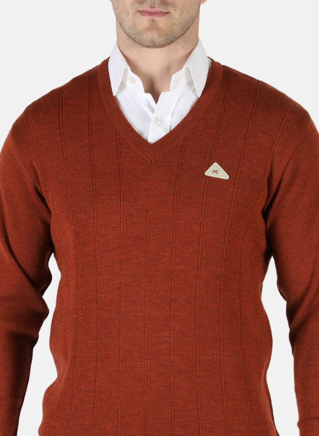 Men Orange Solid Pullover