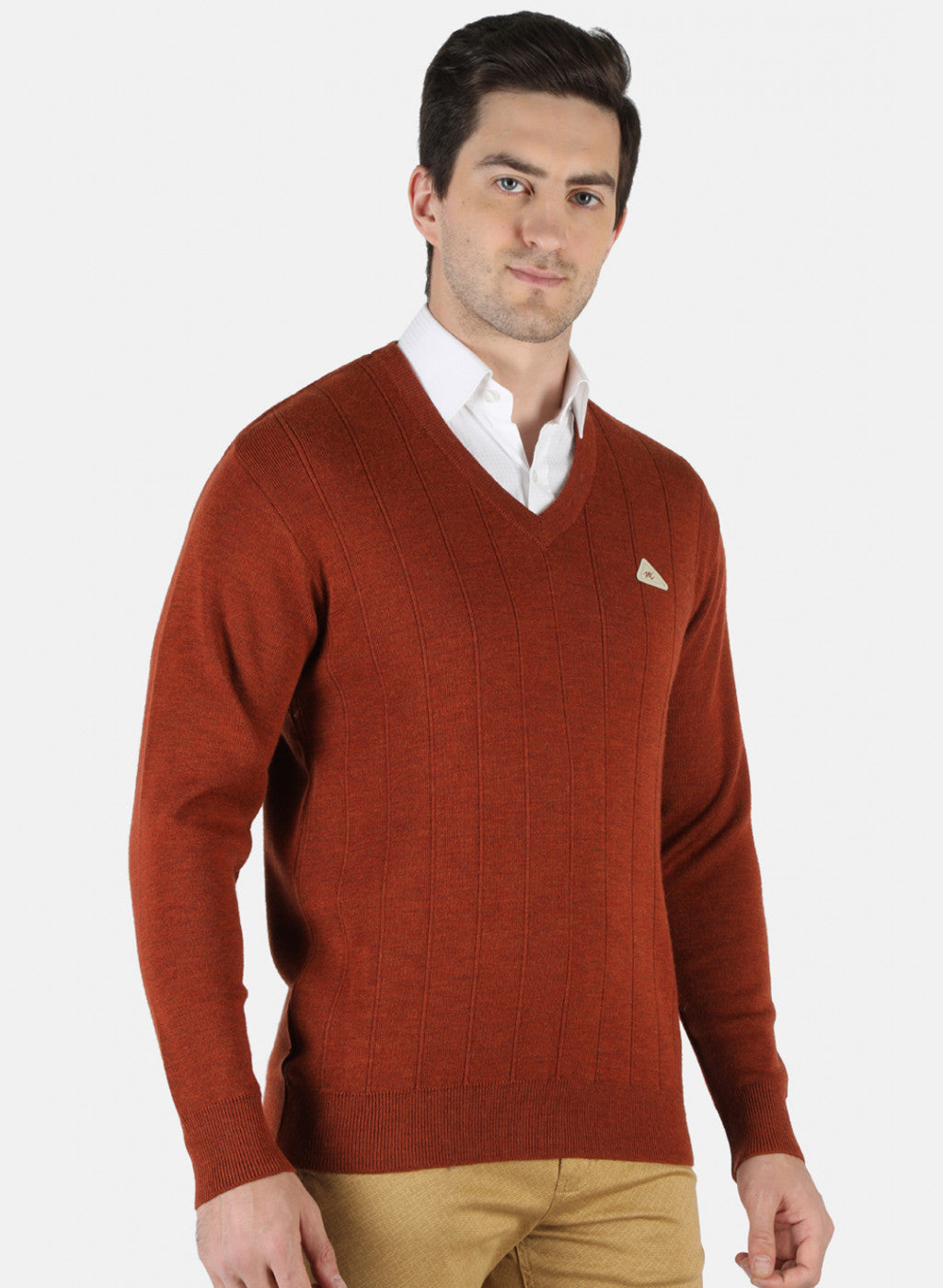 Men Orange Solid Pullover