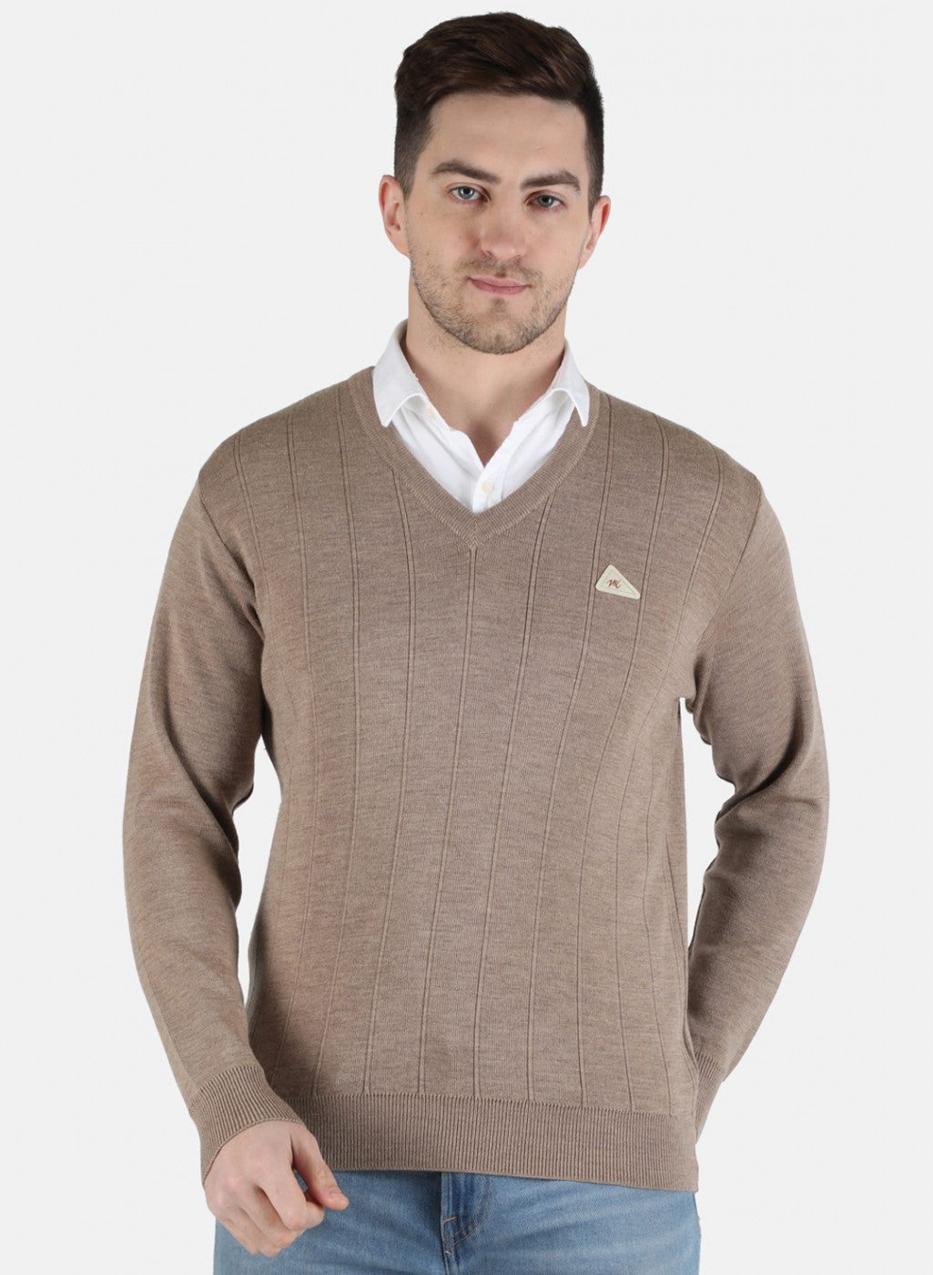 Men Brown Solid Pullover