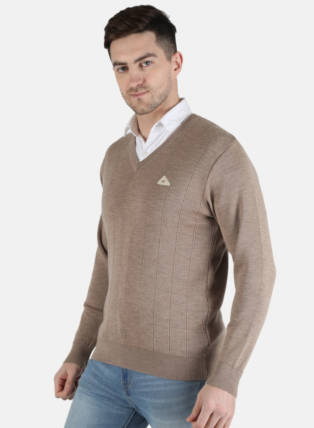 Men Brown Solid Pullover