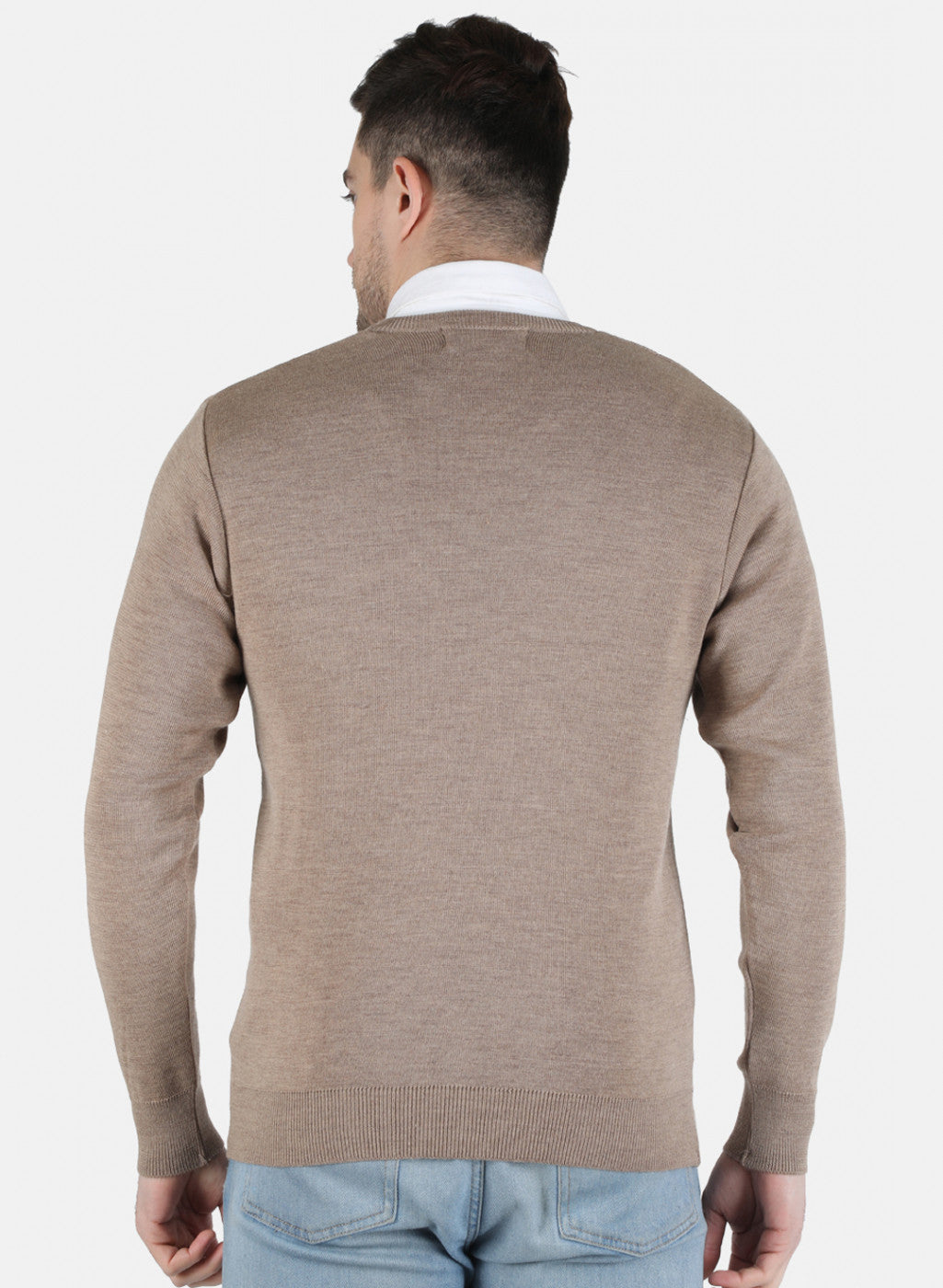 Men Brown Solid Pullover