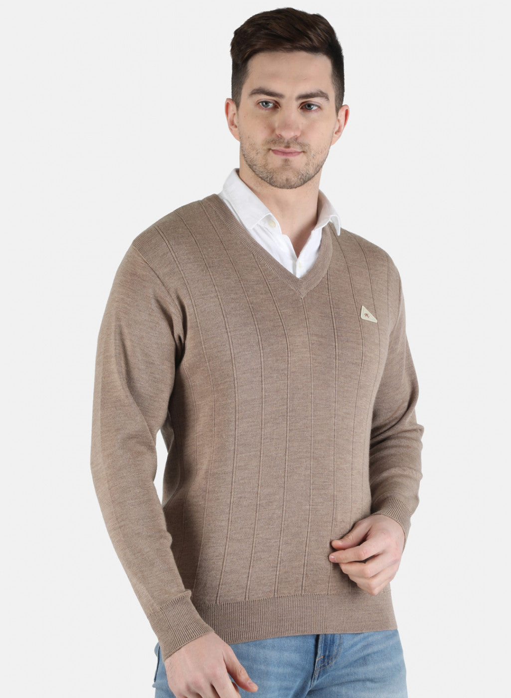 Men Brown Solid Pullover