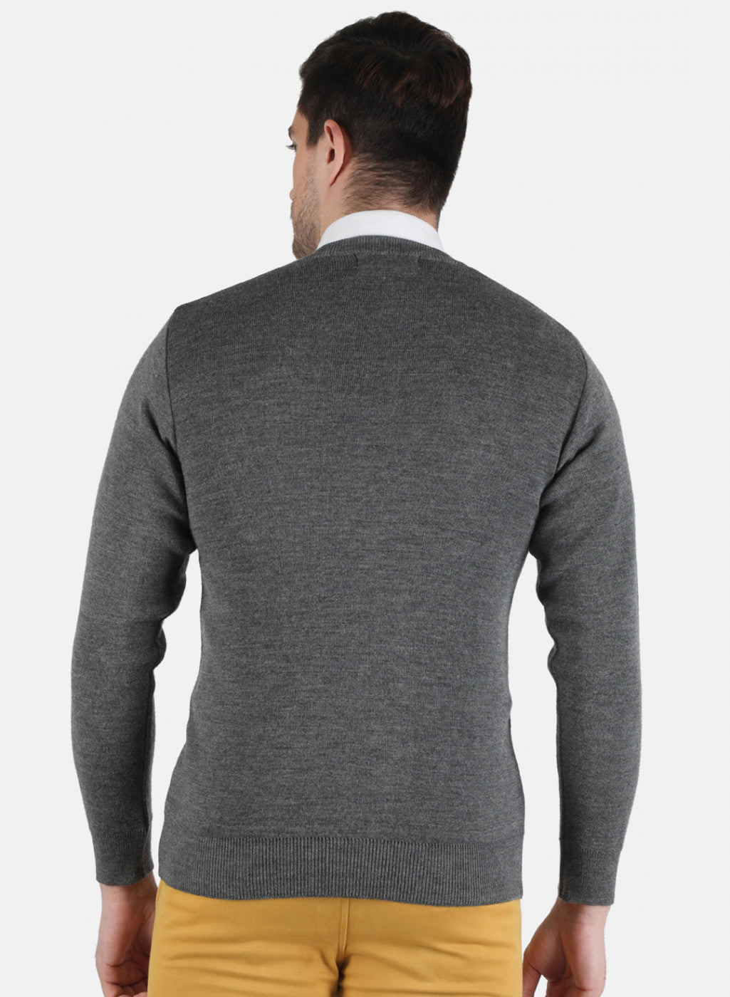 Men Grey Solid Pullover