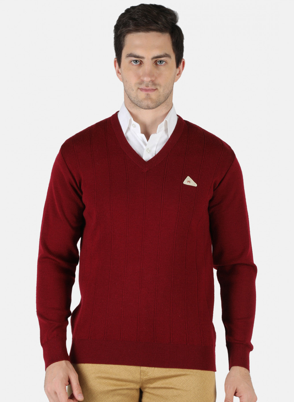 Men Maroon Solid Pullover