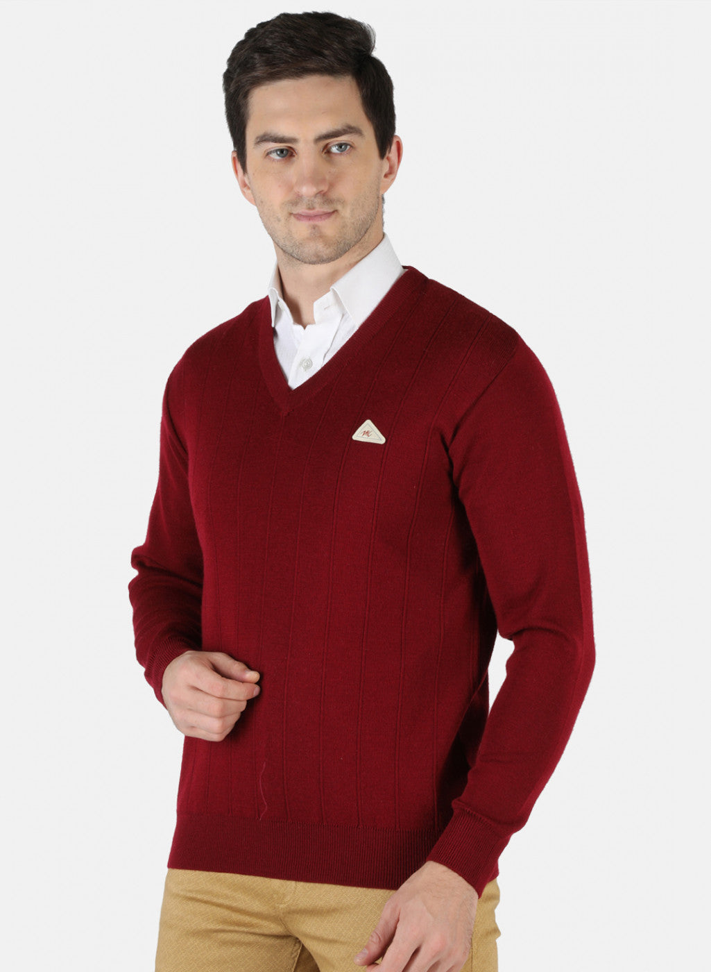 Men Maroon Solid Pullover