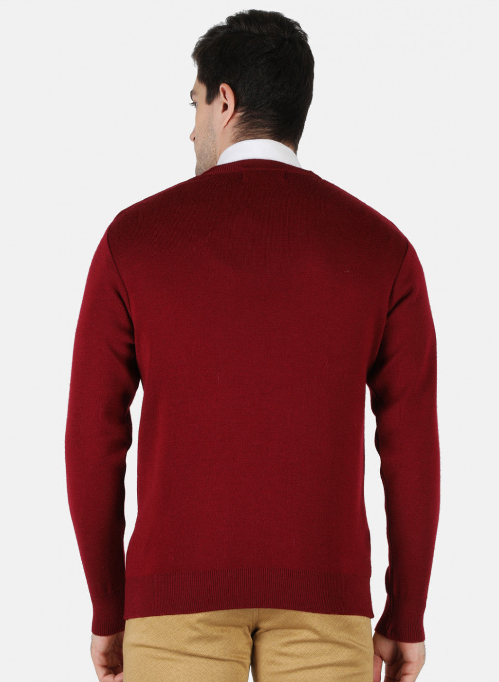 Men Maroon Solid Pullover