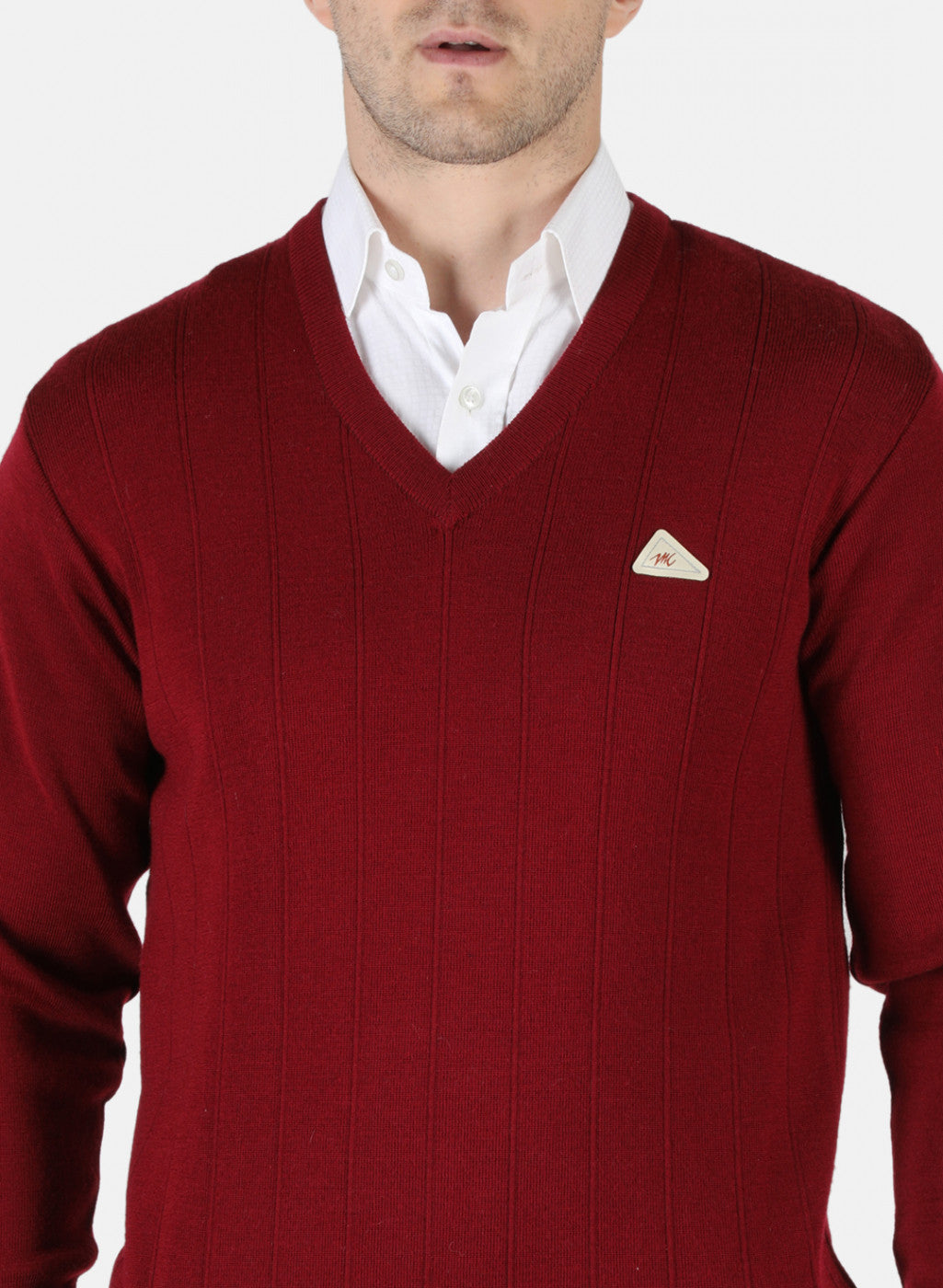 Men Maroon Solid Pullover