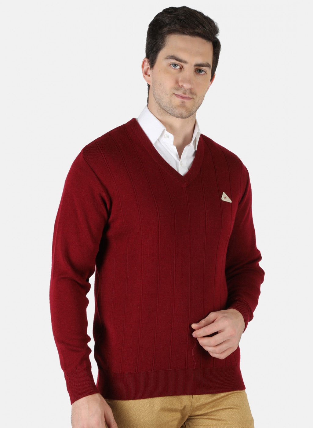 Men Maroon Solid Pullover