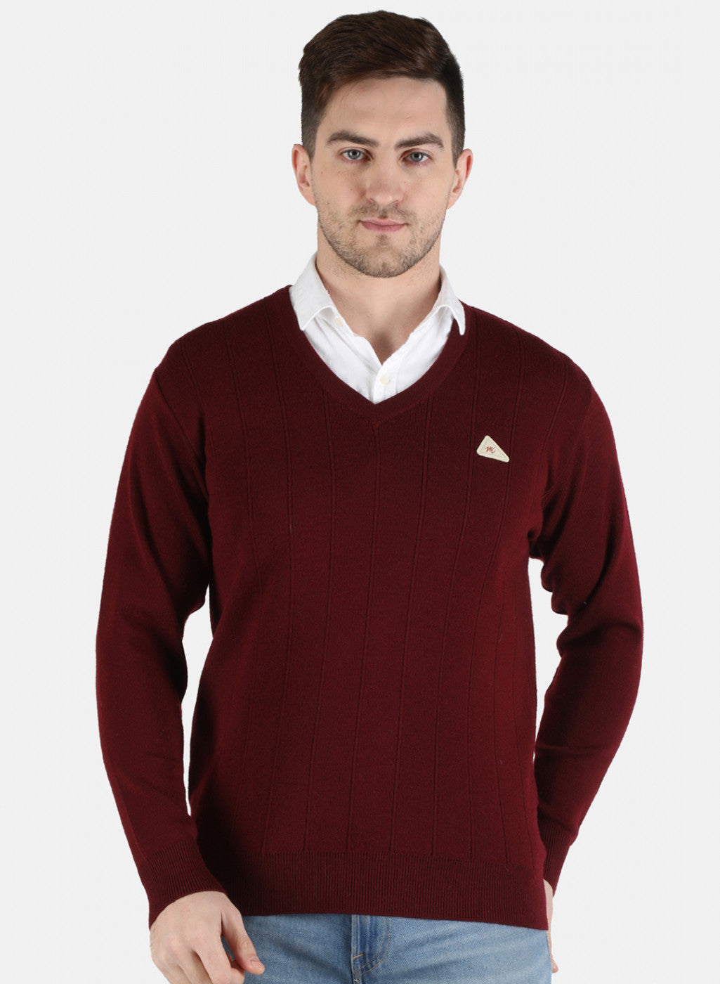 Men Maroon Solid Pullover