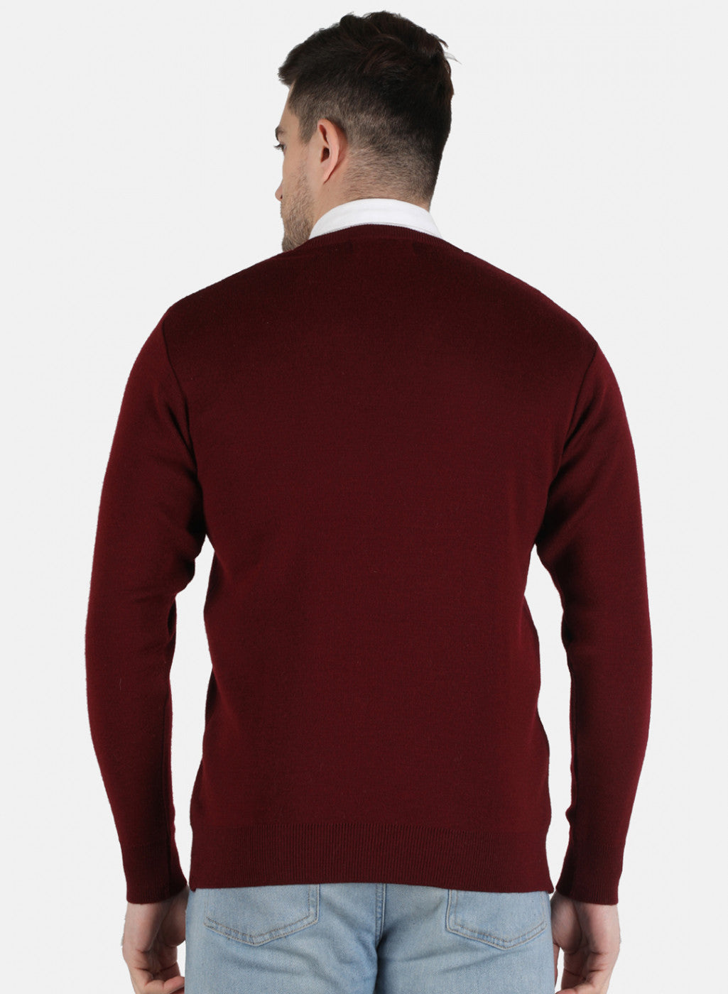 Men Maroon Solid Pullover