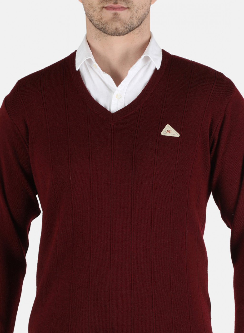 Men Maroon Solid Pullover