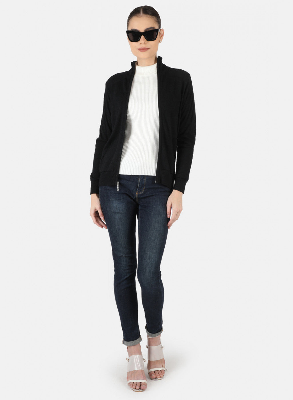 Women Black Solid Cardigan