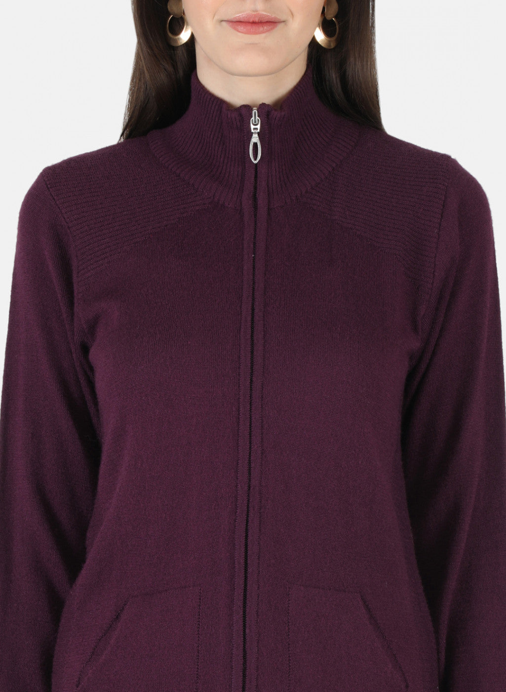 Women Purple Solid Cardigan