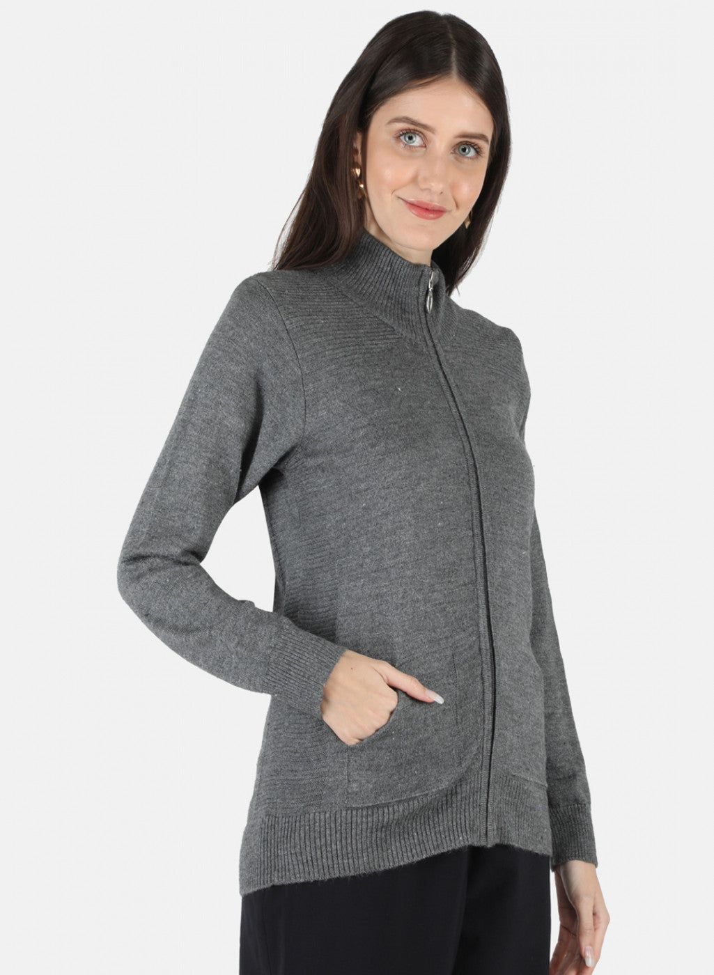 Women Grey Solid Cardigan