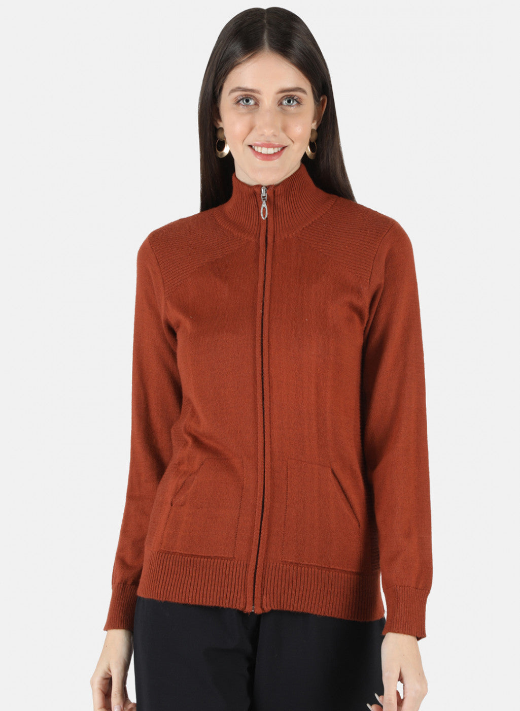 Women Orange Solid Cardigan