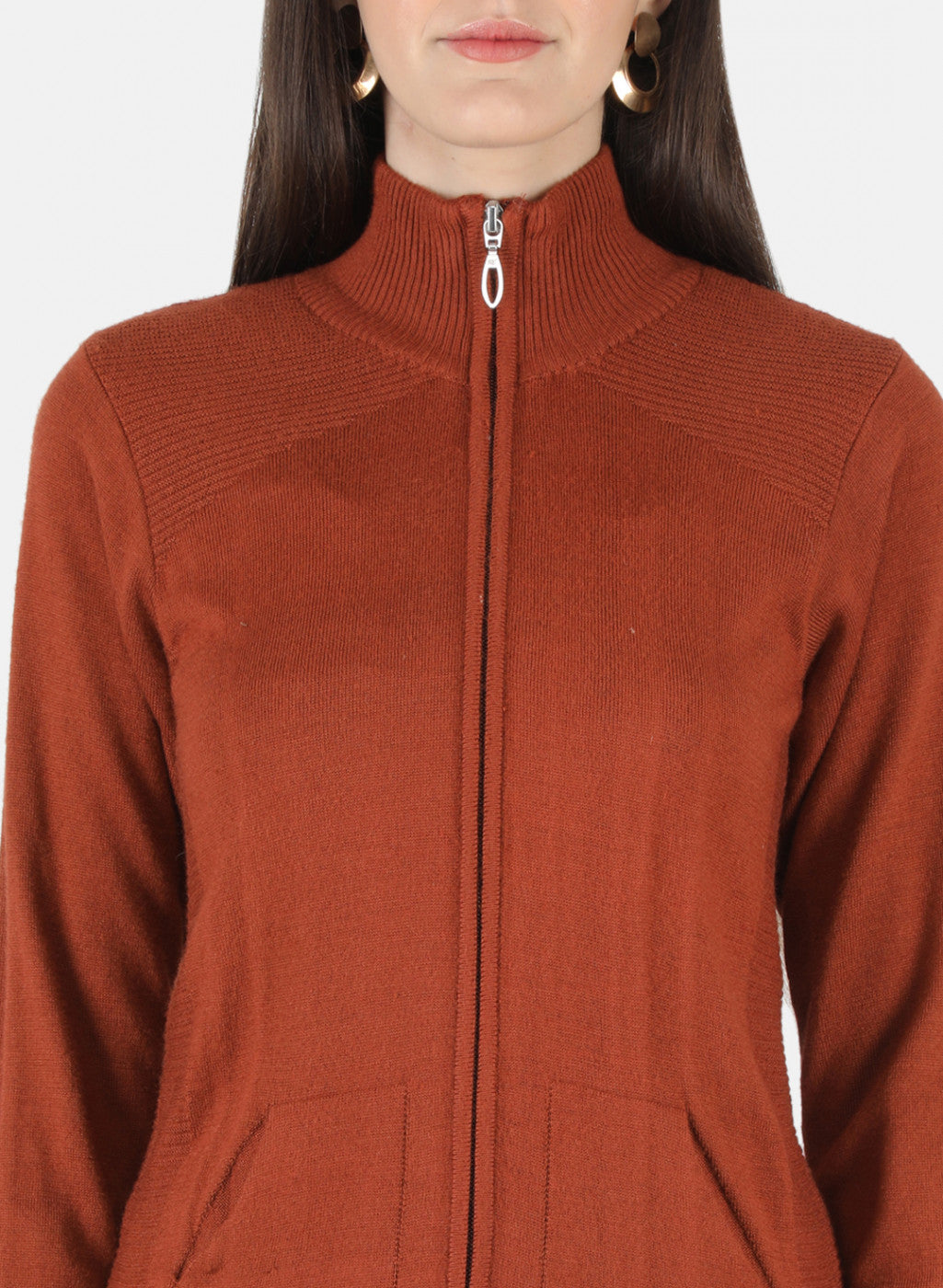 Women Orange Solid Cardigan