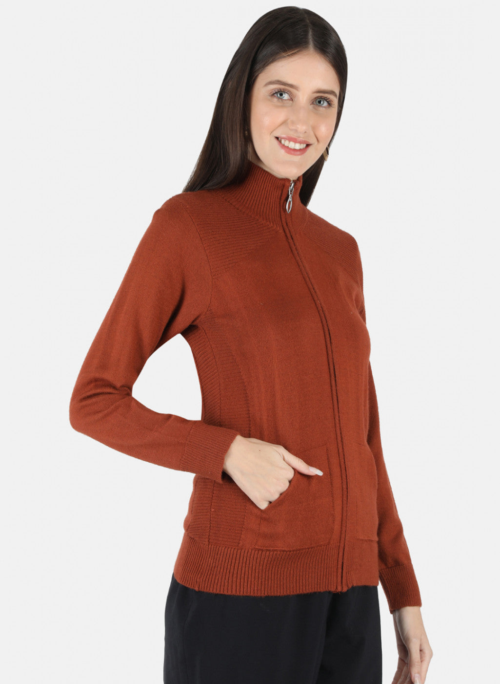 Women Orange Solid Cardigan