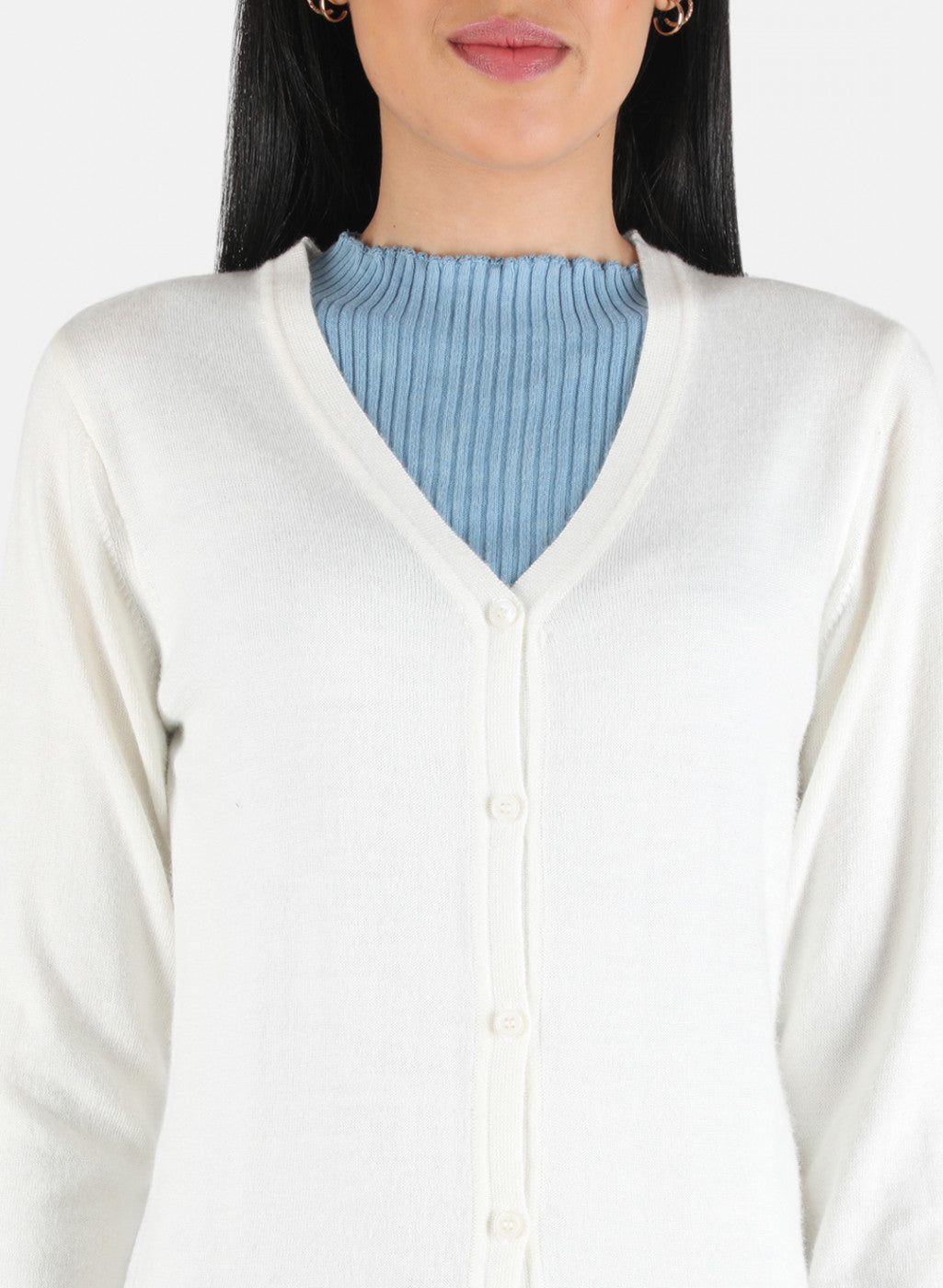 Women White Solid Cardigan