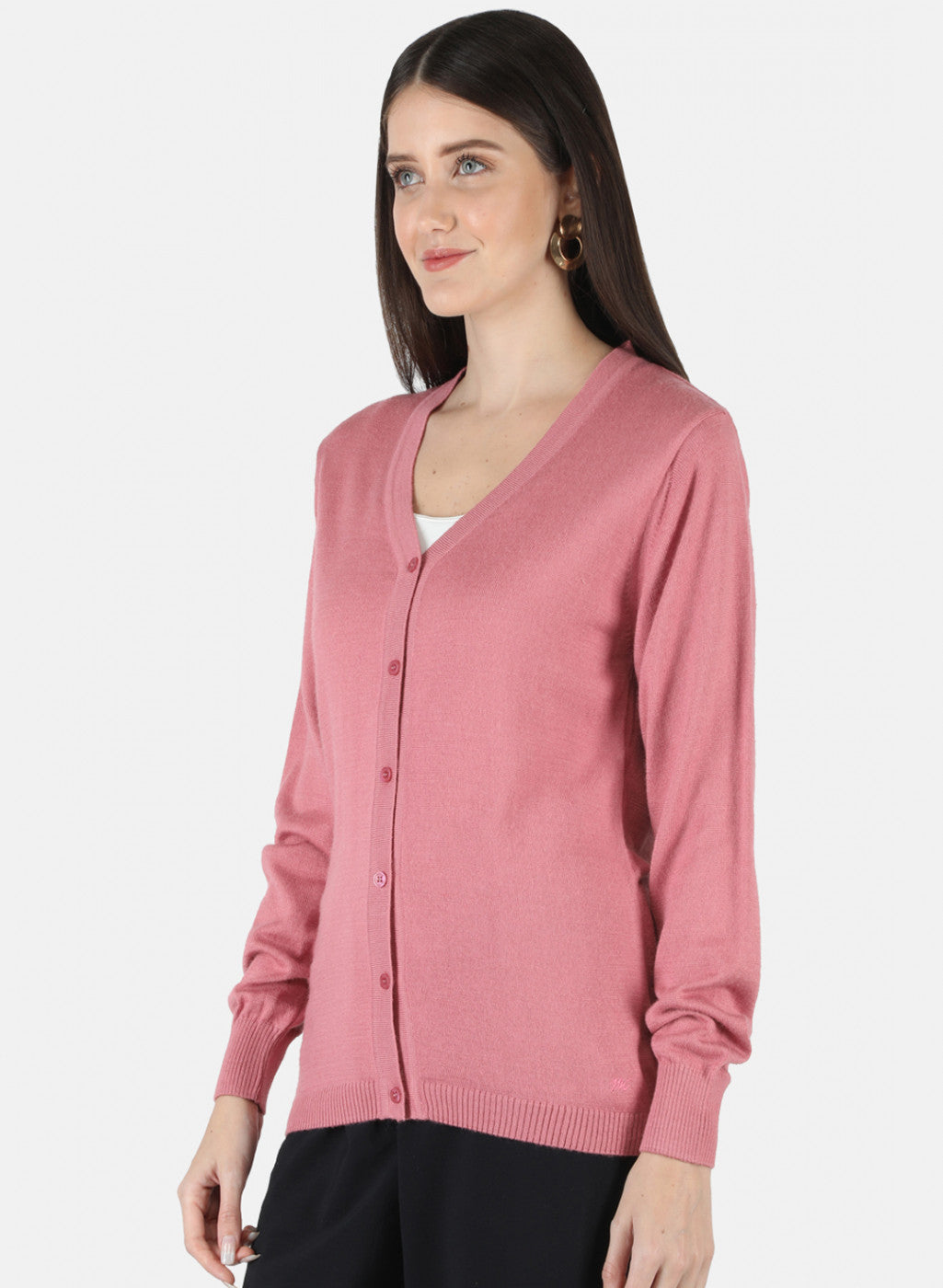 Women Pink Solid Cardigan