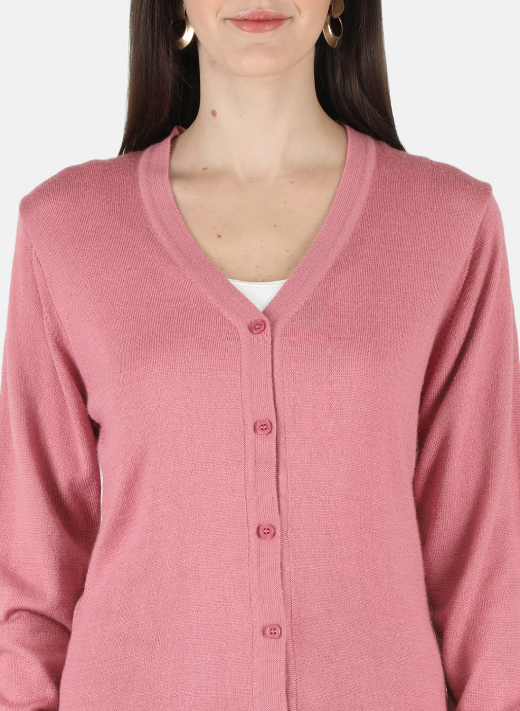 Women Pink Solid Cardigan