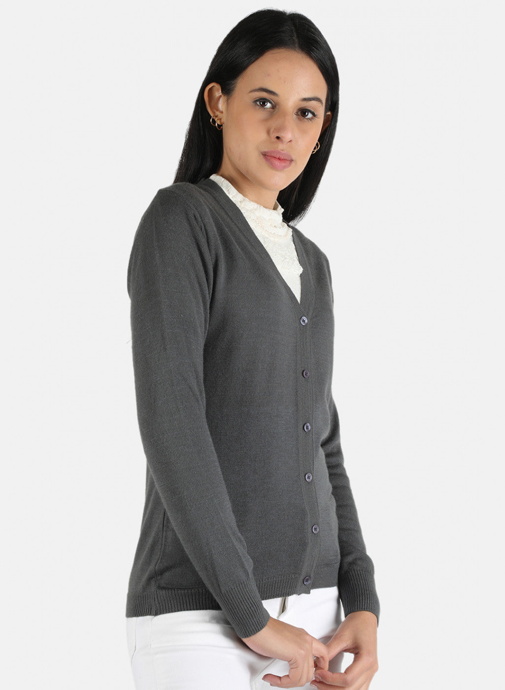 Women Black Solid Cardigan