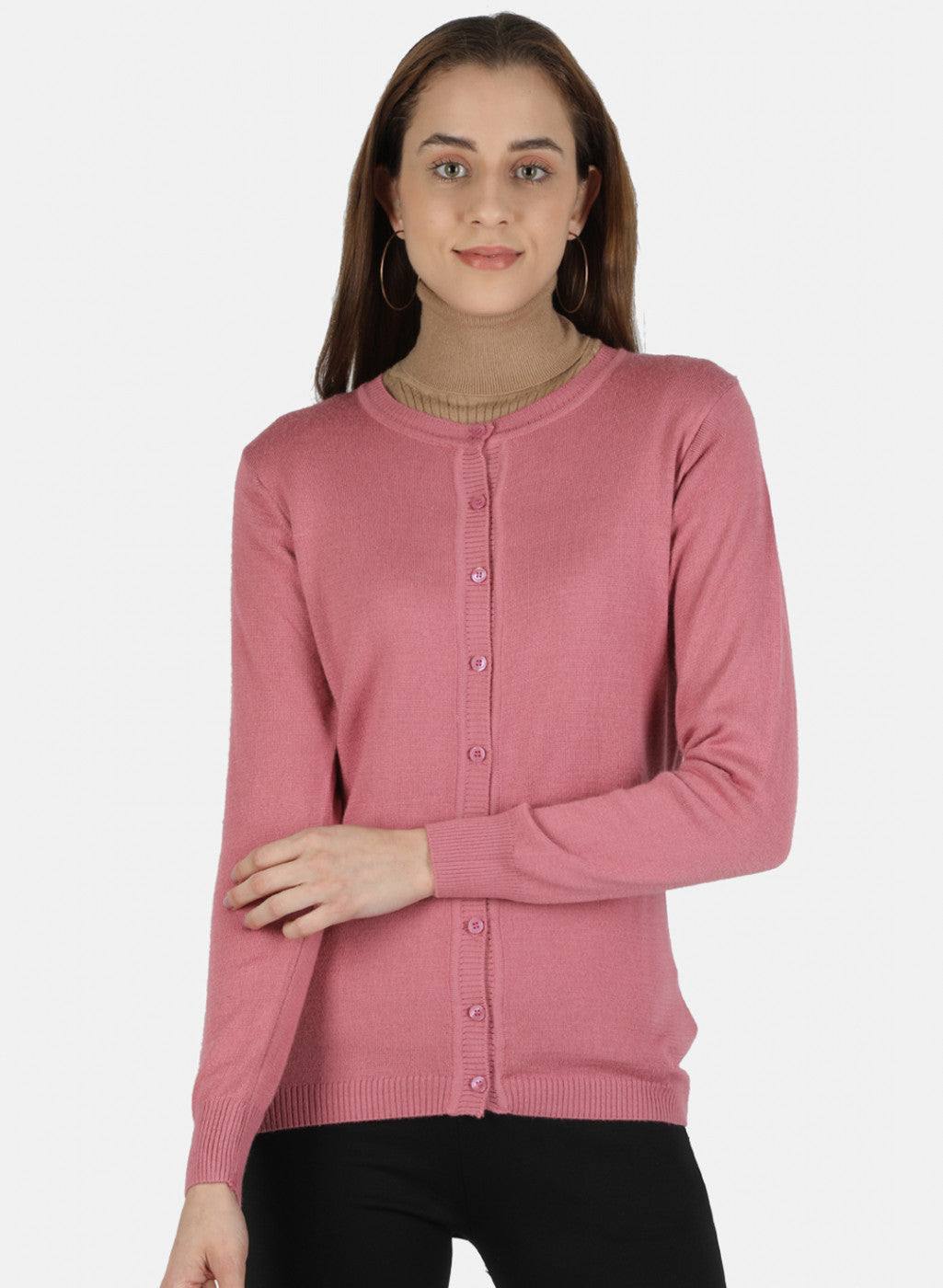 Women Pink Solid Cardigan