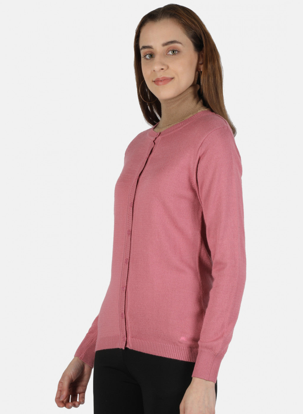 Women Pink Solid Cardigan