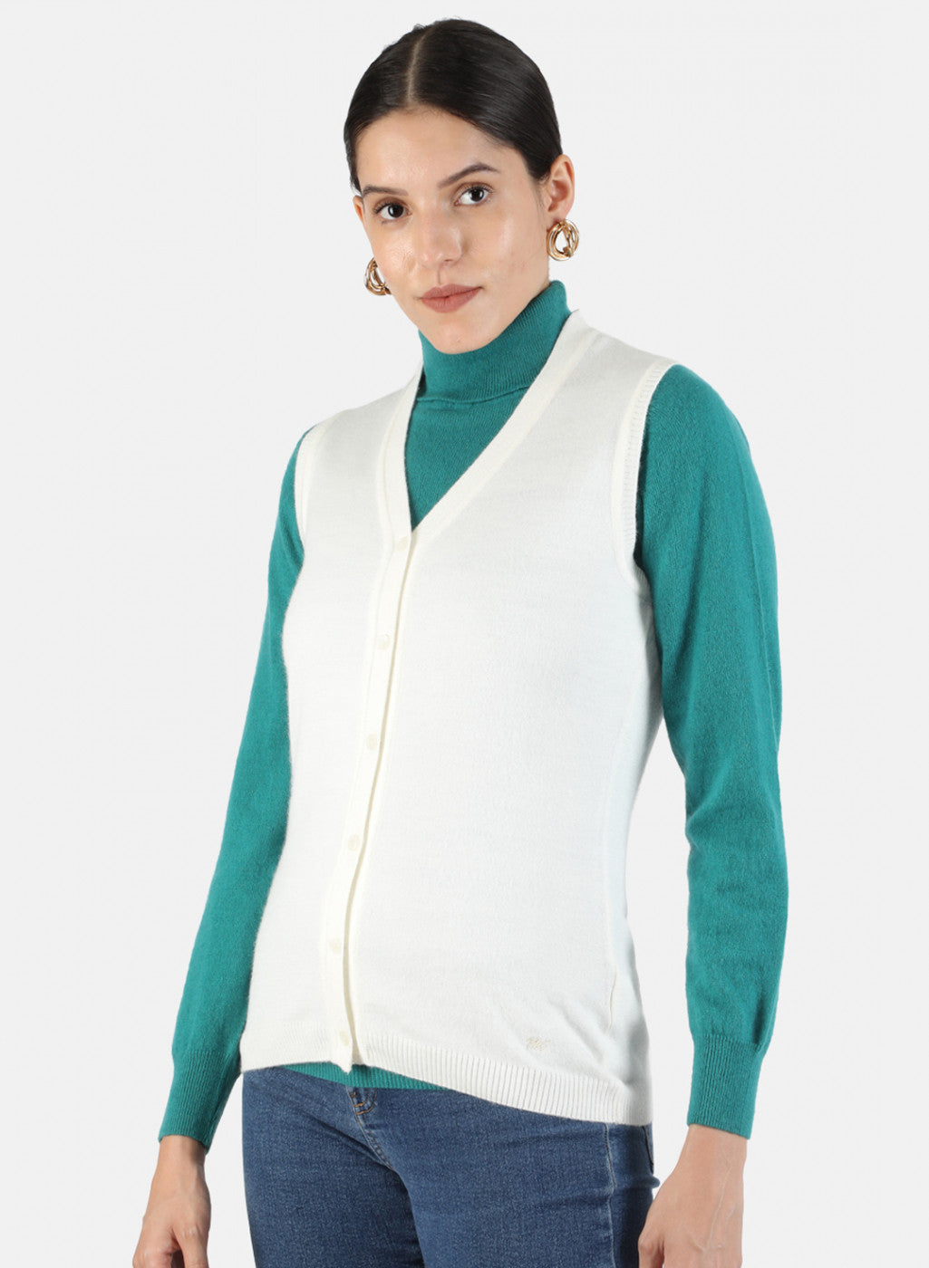 Women White Solid Cardigan